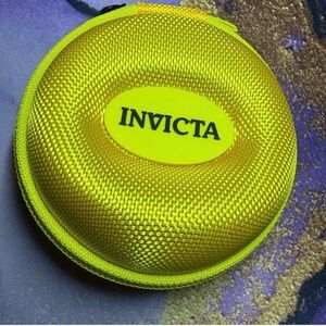 Invicta Bright Yellow Round Hard Shell Accessory Case
